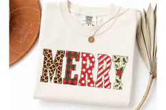 Merry Christmas Patchwork PNG Tee Design Product Image 3