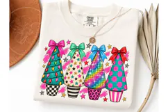 Christmas Trees Bow PNG Sublimation Tee Product Image 3