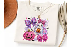 Halloween Ghost Bows Pumpkin PNG Tee Product Image 3
