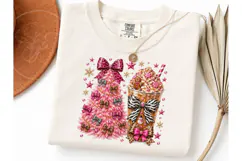 Pink Christmas Tree Latte PNG Sublimatio Product Image 3