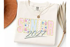 Senior 2027 Floral Patchwork PNG Tee Des Product Image 1