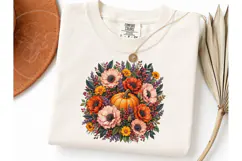 Fall Pumpkin Floral Bouquet PNG Shirt Product Image 3