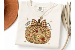 Floral Pumpkin Bow Fall PNG Shirt Design Product Image 3