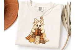 Patchwork Ghost Pumpkin PNG Fall Tee Product Image 3