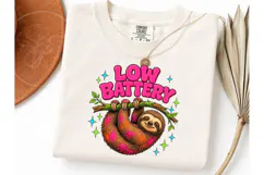 Low Battery Sloth PNG Funny Tee Design Product Image 1