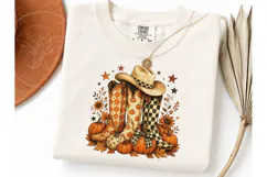 Fall Cowboy Boots Pumpkin PNG Tee Design Product Image 3