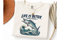 Life Is Better Wahoo Fishing PNG Tee Product Image 3