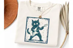 Crazy Black Cat Guitar PNG Shirt Design Product Image 1