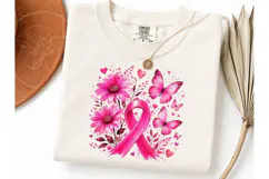 Breast Cancer Awareness Floral PNG Tee Product Image 3