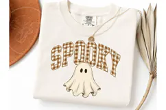 Spooky Ghost Plaid Halloween PNG Tee Product Image 1
