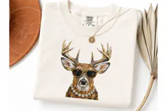 Glamour Deer Leopard Sunglasses PNG Tee Product Image 1