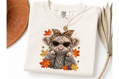 Fall Highland Cow Leopard PNG Tee Design Product Image 1