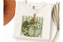 Green Pumpkin Bow Fall PNG Sublimation Product Image 3