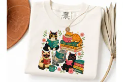 Bookish Cats Reading PNG Shirt Design Product Image 1
