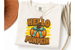 Hello Pumpkin Leopard Fall PNG Tee Desig Product Image 3