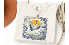 Japanese Crane Floral PNG Shirt Design Product Image 3