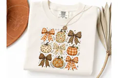 Fall Pumpkin Bows PNG Sublimation Tee Product Image 1