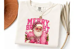Merry Bright Pink Santa PNG Shirt Design Product Image 3