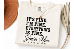 Senior Mom Class 2027 It's Fine PNG Tee Product Image 3