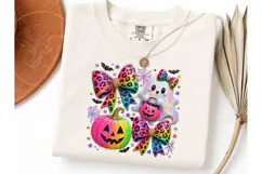Halloween Ghost Bow Pumpkin PNG Tee Product Image 3