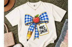 Teacher Bow Apple Pencil PNG Sublimation Product Image 2