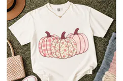 Pink Pumpkin Trio Fall PNG Sublimation T-Pink Pumpkin Trio F Product Image 2