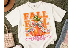 Fall Vibes Pumpkin Bow PNG Sublimation Product Image 2