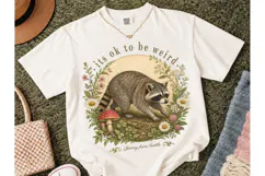 It's Ok To Be Weird Raccoon PNG Tee Product Image 2