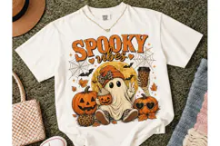Spooky Vibes Ghost Halloween PNG Tee Product Image 2