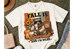 Fall Is Expensive Raccoon PNG Tee Product Image 1