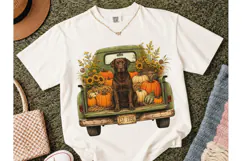 Fall Chocolate Lab Truck PNG Sublimation Product Image 2