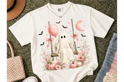 Pink Ghost Swing Halloween PNG Tee Product Image 2