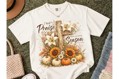 Fall Cross Praise Every Season PNG Shirt Product Image 2