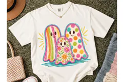 Cute Ghost Trio Halloween PNG Shirt Product Image 1
