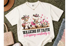 Walking By Faith Funny Cow PNG Tee Product Image 2