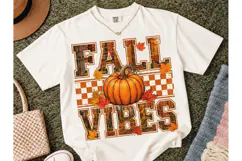Fall Vibes Pumpkin PNG Sublimation Tee Product Image 1
