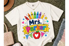 Mrs. Parker Teacher Crayon PNG Shirt Des Product Image 2