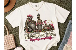 Walking By Faith Raccoon PNG Tee Design Product Image 1
