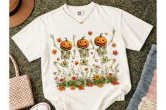 Dancing Pumpkin Skeleton Halloween PNG T Product Image 1