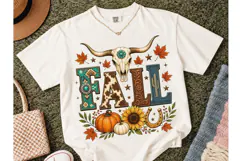 Western Fall Longhorn Skull PNG Shirt Product Image 2