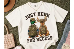 Just Here For Recess Duck Deer PNG Tee Product Image 2