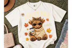 Leaves Fall I Don't Highland Cow PNG Product Image 2
