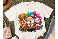 Christmas Santa Reindeer Snowman PNG Tee Product Image 2