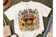 Highland Cow Crazy PNG Sublimation Tee Product Image 1