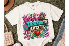 She's a Teacher I Can Tell PNG Shirt Product Image 1