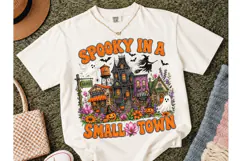 Spooky Small Town Halloween PNG Tee Product Image 2