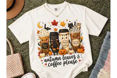 Autumn Leaves Coffee Please PNG Tee Product Image 2