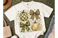 Pumpkin Bow Fall PNG Sublimation Tee Product Image 2