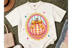 Plaid Pumpkin Bow Fall PNG Sublimation Product Image 1