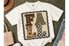 Fall Patchwork Letters PNG Sublimation T Product Image 2